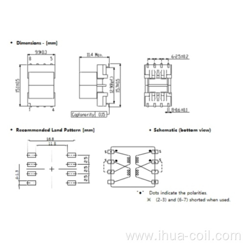 EP 10 SMD high voltage power Pulse Transformer